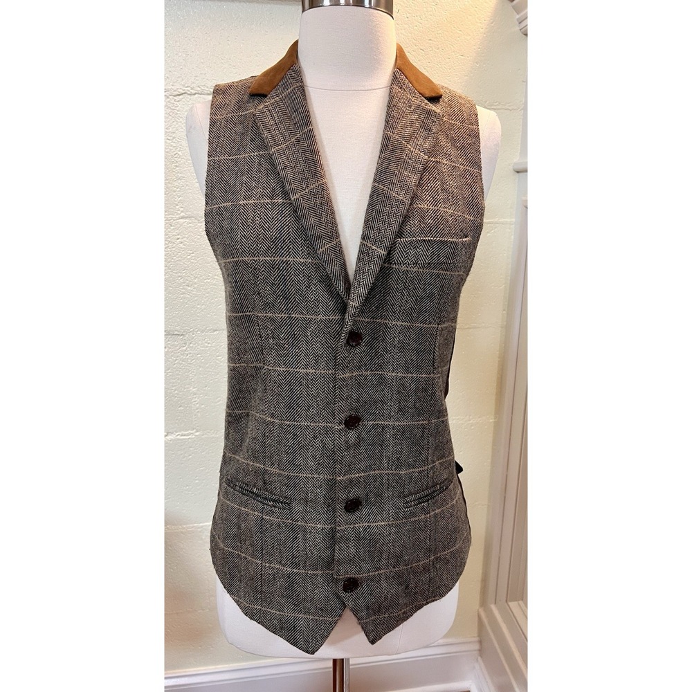 Marc Darcy Formal Tweed Men's British Style‎ Waiscoat Size 32R X-Small